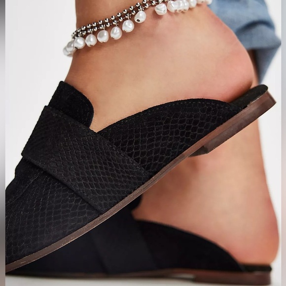 Free People Black Suede Sz 41.5 At Ease Embossed Loafers - Picture 3 of 8